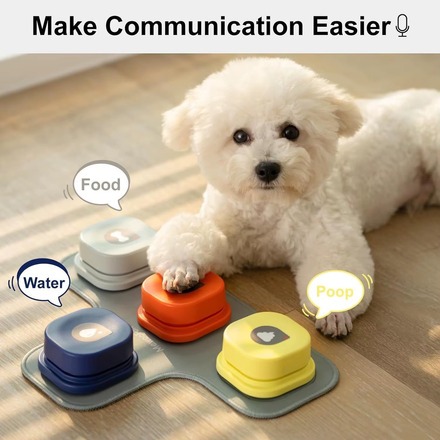 Dog Buttons with Rubber Mat Recordable Dog Talking Buttons Set Communication Starter Pack Dog Training Speaking Buttons