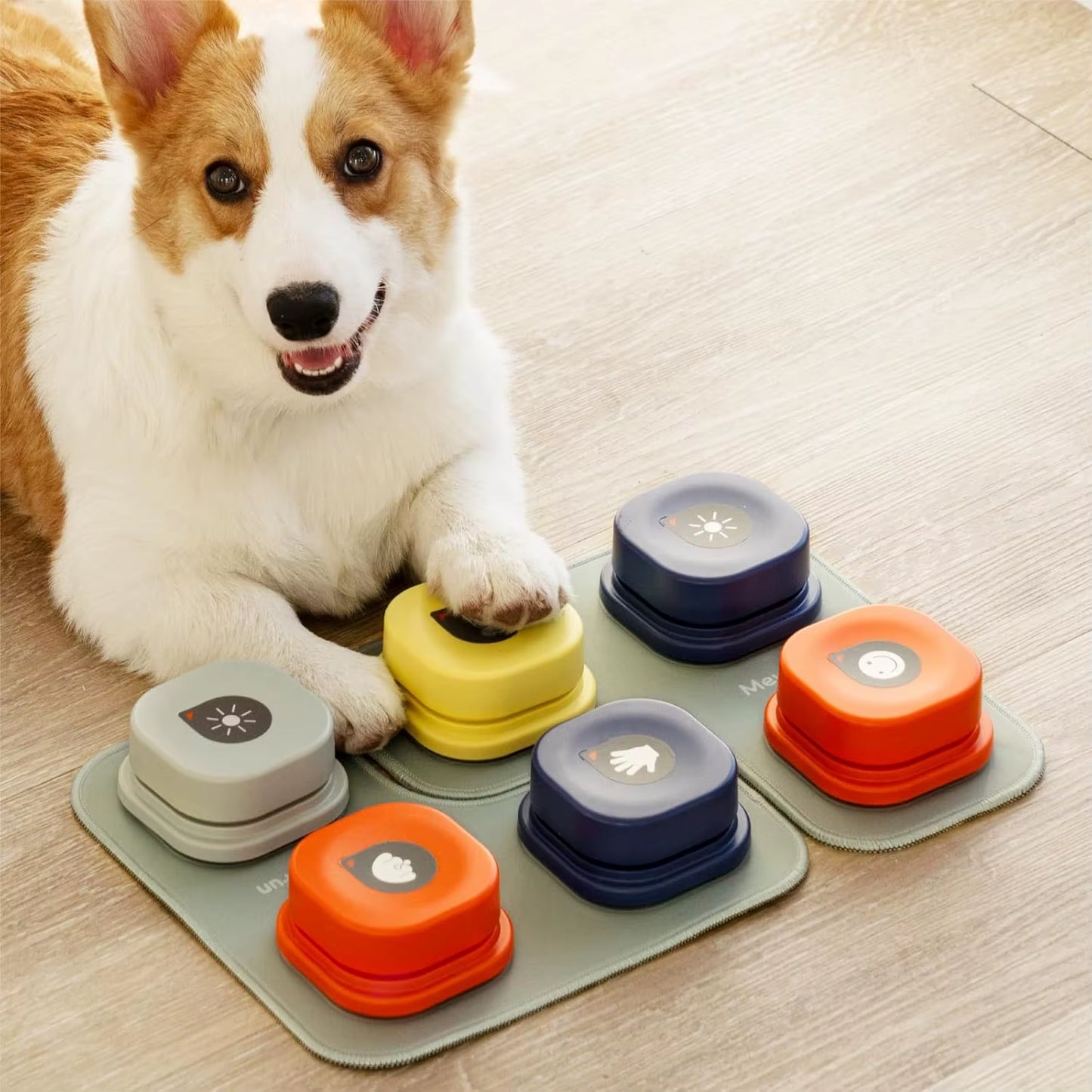 Dog Buttons with Rubber Mat Recordable Dog Talking Buttons Set Communication Starter Pack Dog Training Speaking Buttons