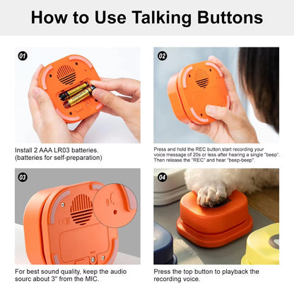 Dog Buttons with Rubber Mat Recordable Dog Talking Buttons Set Communication Starter Pack Dog Training Speaking Buttons